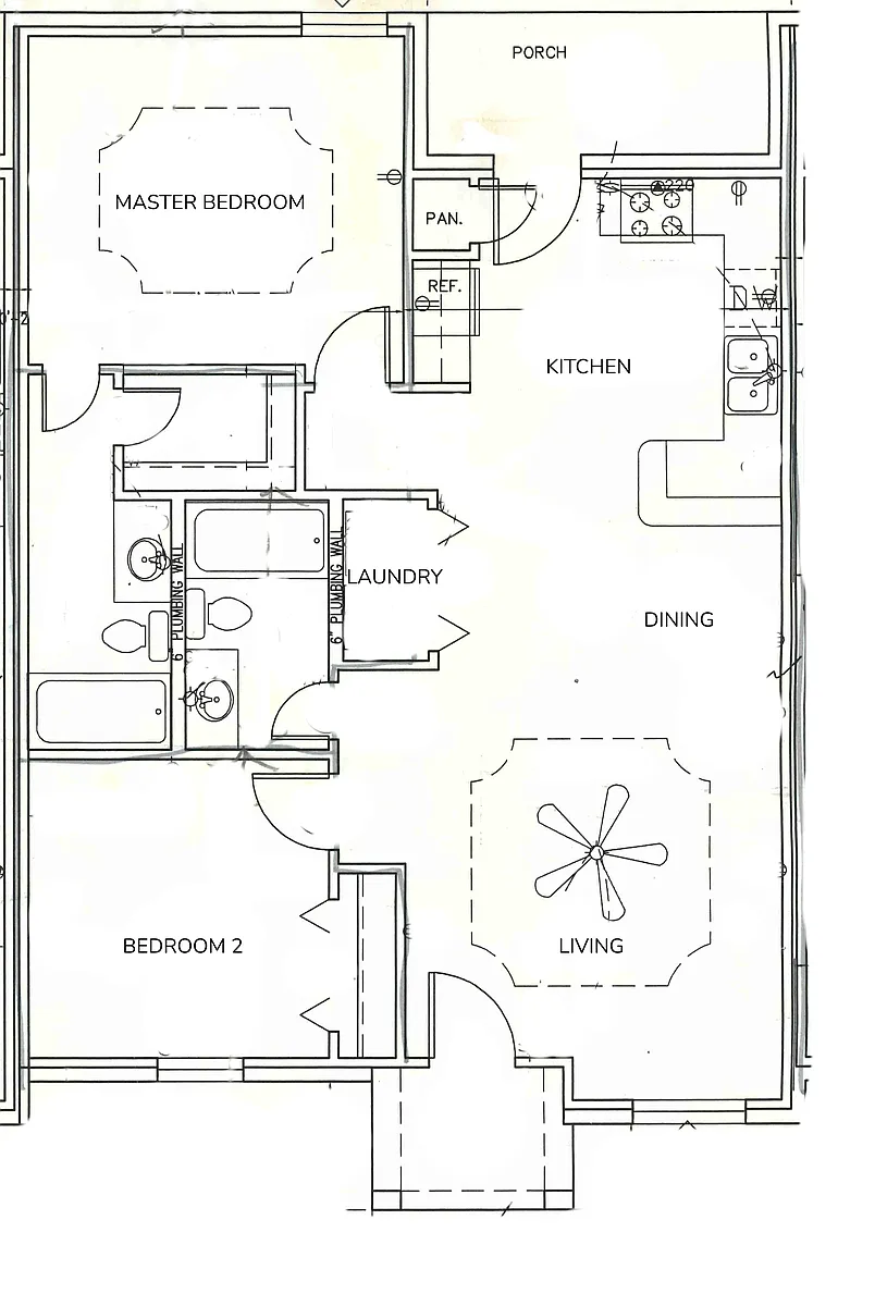 Floor plan 2 Bedroom- Kitchen Right