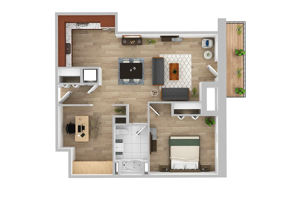 Floor plan 1 Bedroom With Den