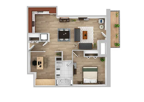 Floor plan 1 Bedroom With Den