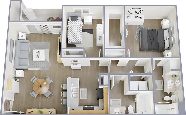 2 Bedroom, 2 Bathroom 2 Bedroom, 2 Bathroom