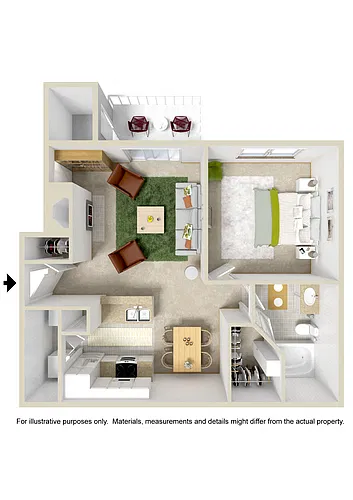 Floor plan Small 1 Bed 1 Bath