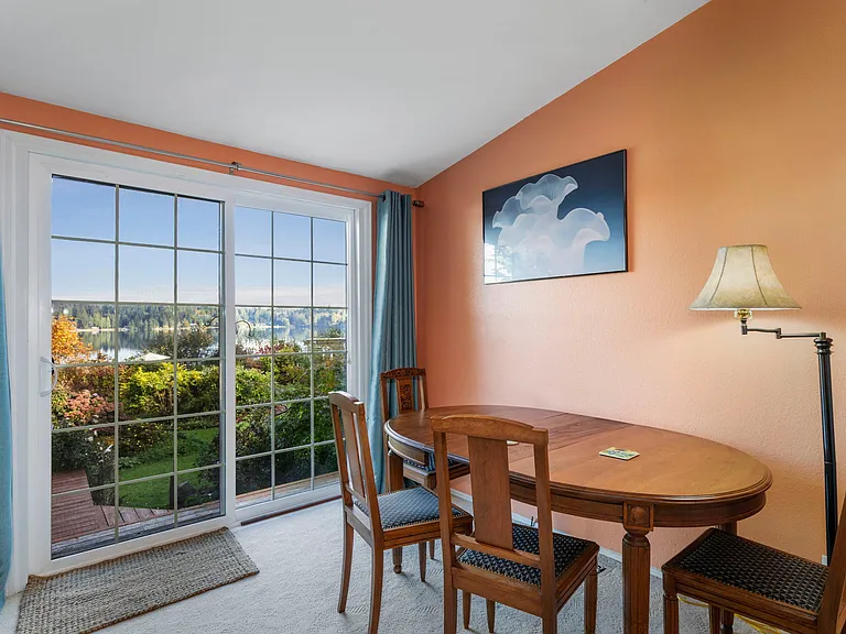 Office workspace with bay view