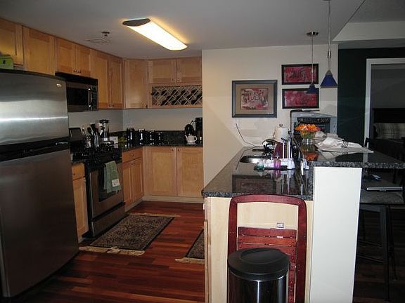 Kitchen with maple cabinets, granite countertops 
