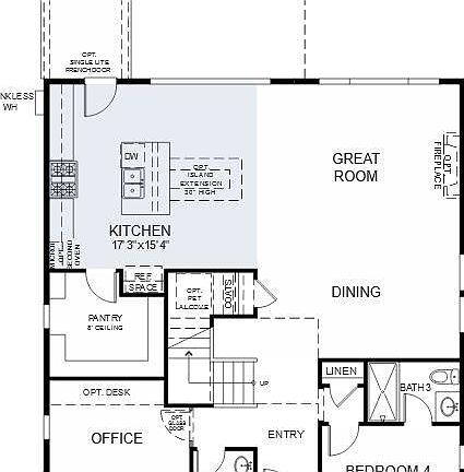Main floor door plan with a big sized california room in the back