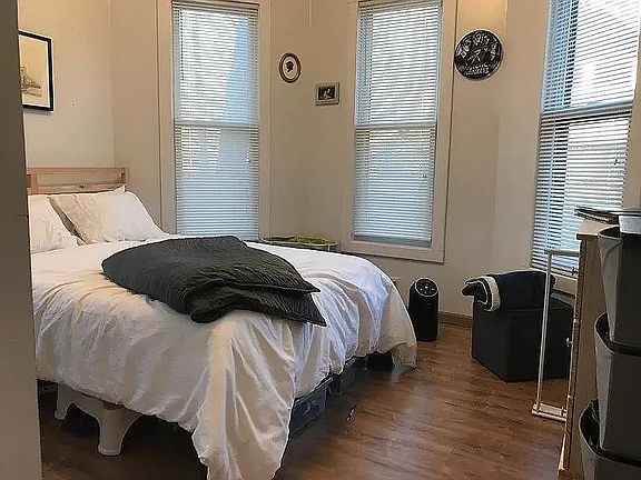 This is the room for rent Bath is to the left closet inside the door. Furnishings not included