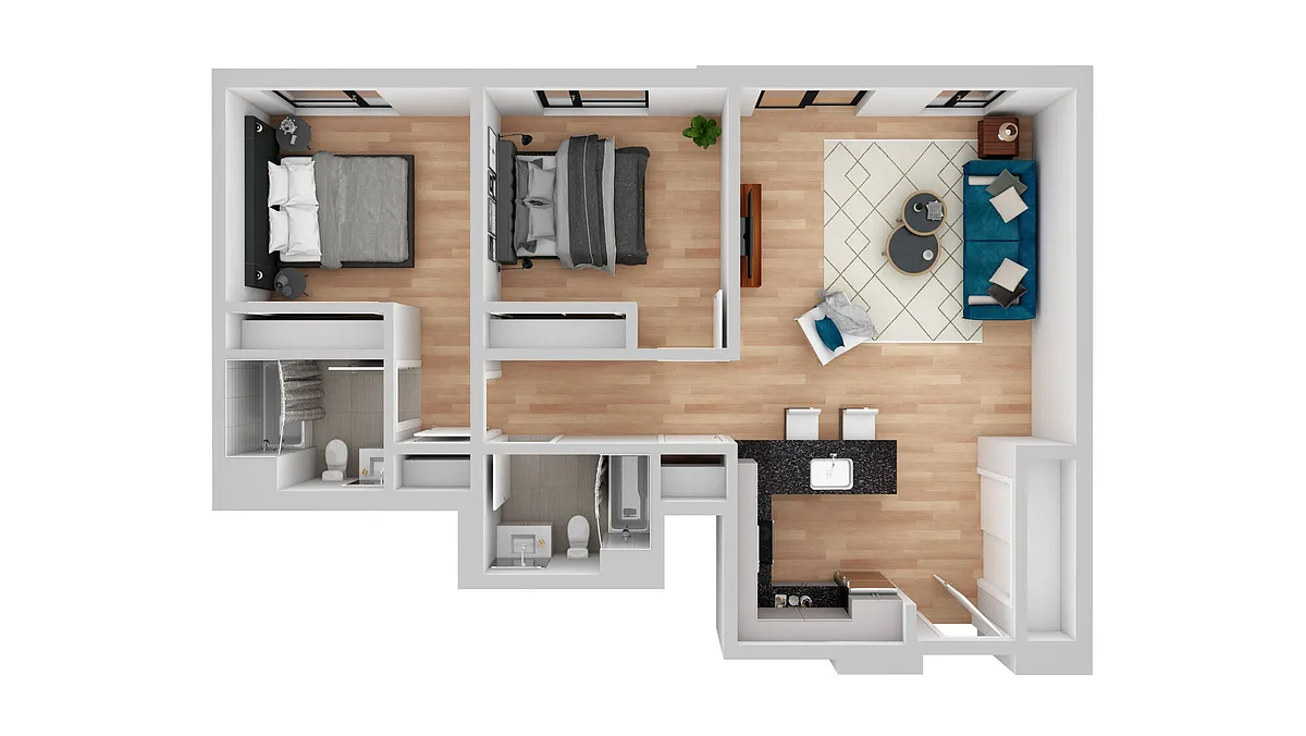 Floor plan 2 Bed 2 Bath