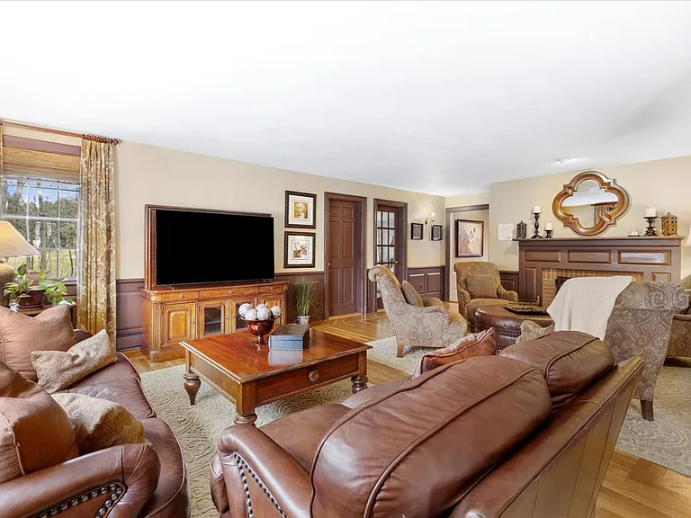 Family room with fireplace.