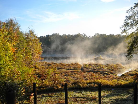 Morning mist off water.