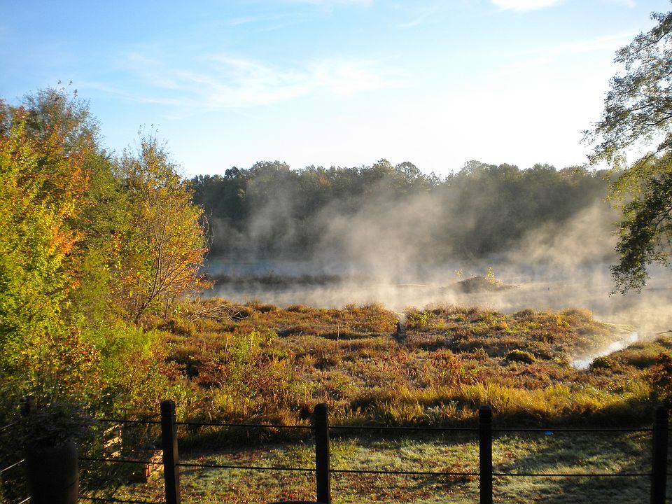 Morning mist off water.