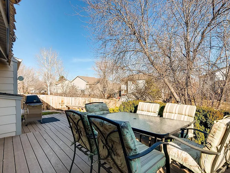 Patio and backyard.