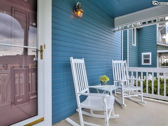 Enjoy the mountain views from the covered fro