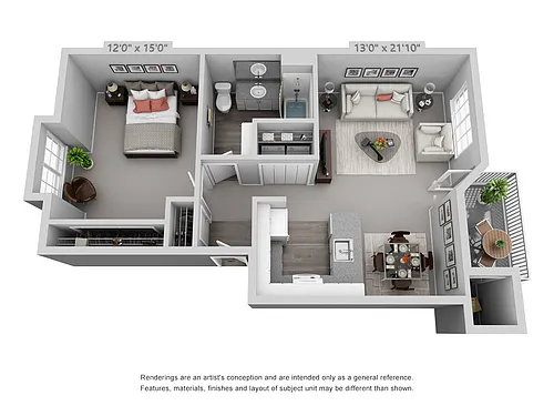 Floor plan 1 Bedroom 1 Bath