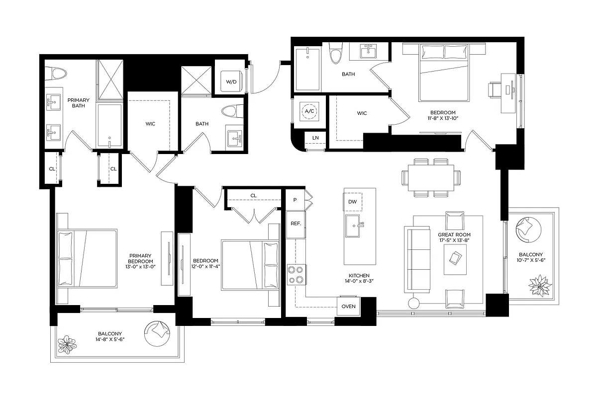 Floor plan 3 Bed/3 Bath-C1