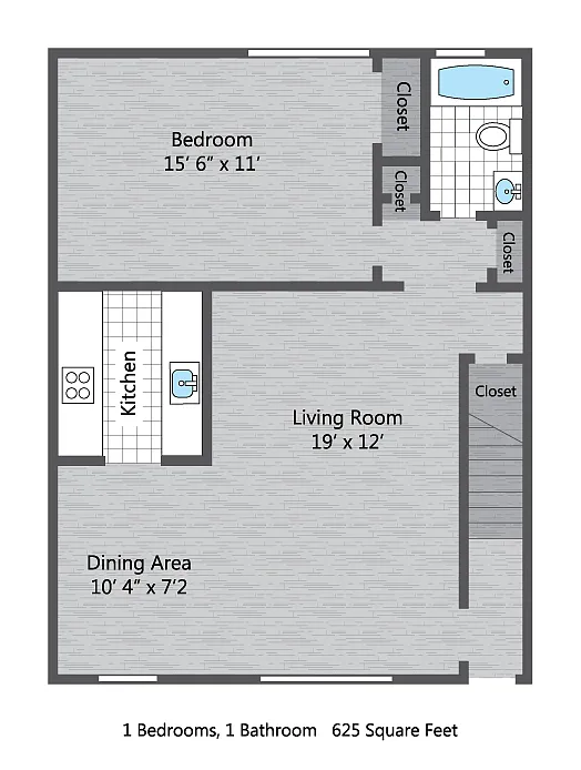 Floor plan 1 BR/ 1 BA