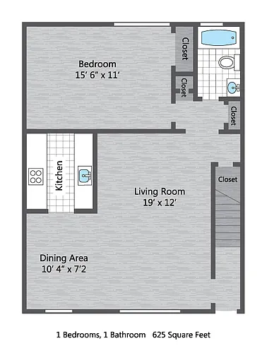 Floor plan 1 BR/ 1 BA