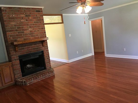 Wood burning brick fireplace
