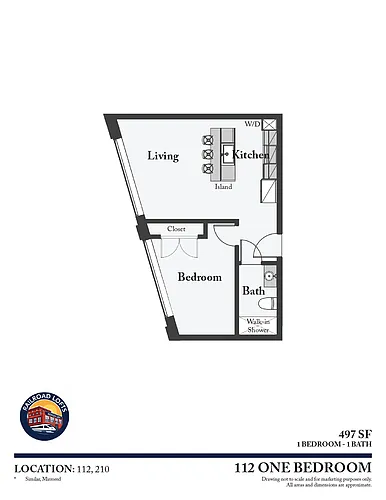 Floor plan One Bedroom - Option Three