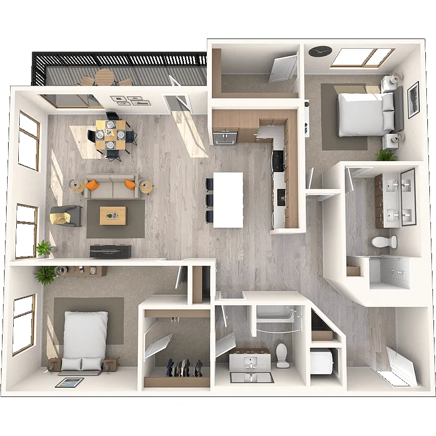 Floor plan B2 2x2-1475 SF