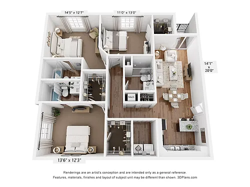 Floor plan 3 Bed 3 Bath