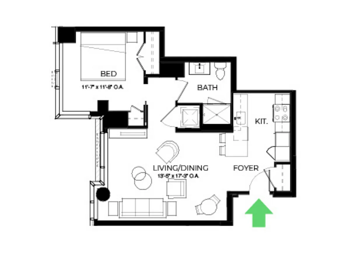 Floor plan A35 | 1 Bed | 1 Bath