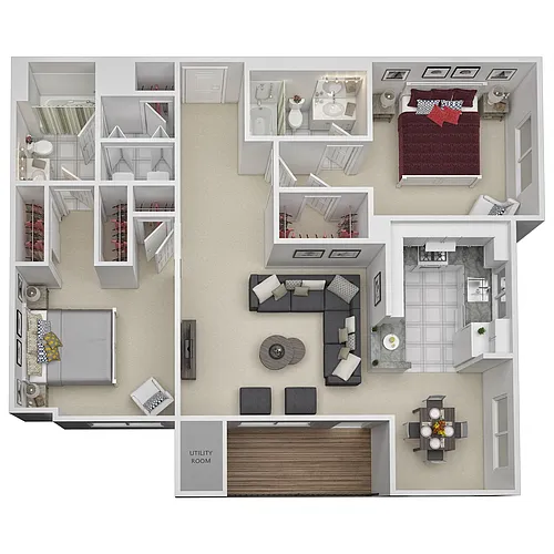 Floor plan 2 Bed 2 Baths - B2