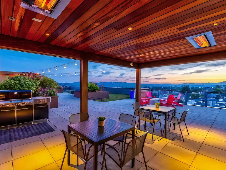 Outdoors Open Air Party Patio with BBQs and Seating Areas