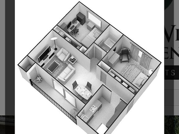 Floor plan -apartment is on top floor. 6 units in each building and laundry room in basement.