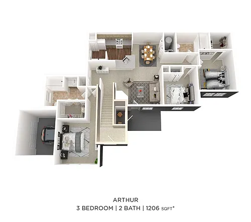 Floor plan Three Bedroom 2 Bath