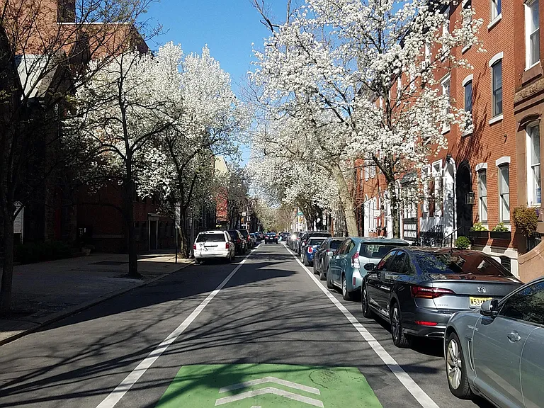 View up Spruce St looking West