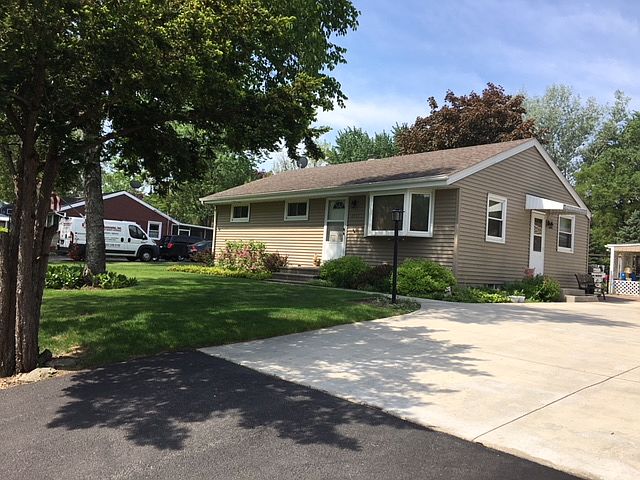large driveway to garage