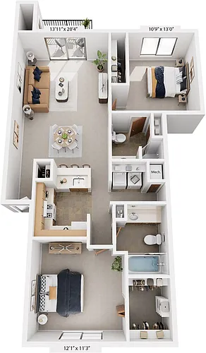 Floor plan Two Bedroom Traditional