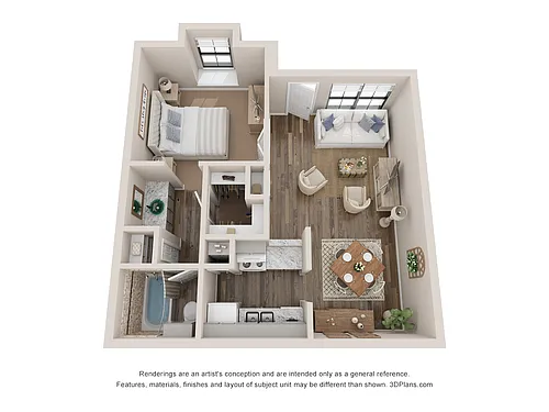 Floor plan 1 Bed 1 Bath Renovated 565 sq ft