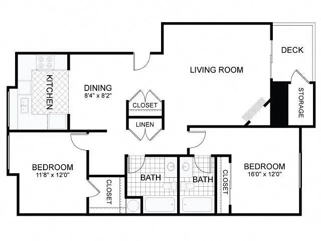 Floor plan 2 BED 2 BATH Deluxe