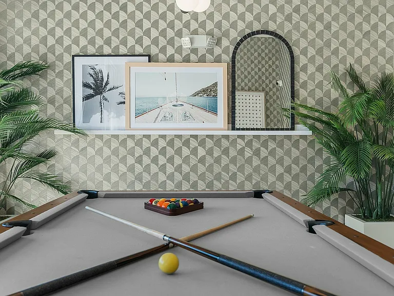 Explore a sophisticated game room designed for entertainment and style.