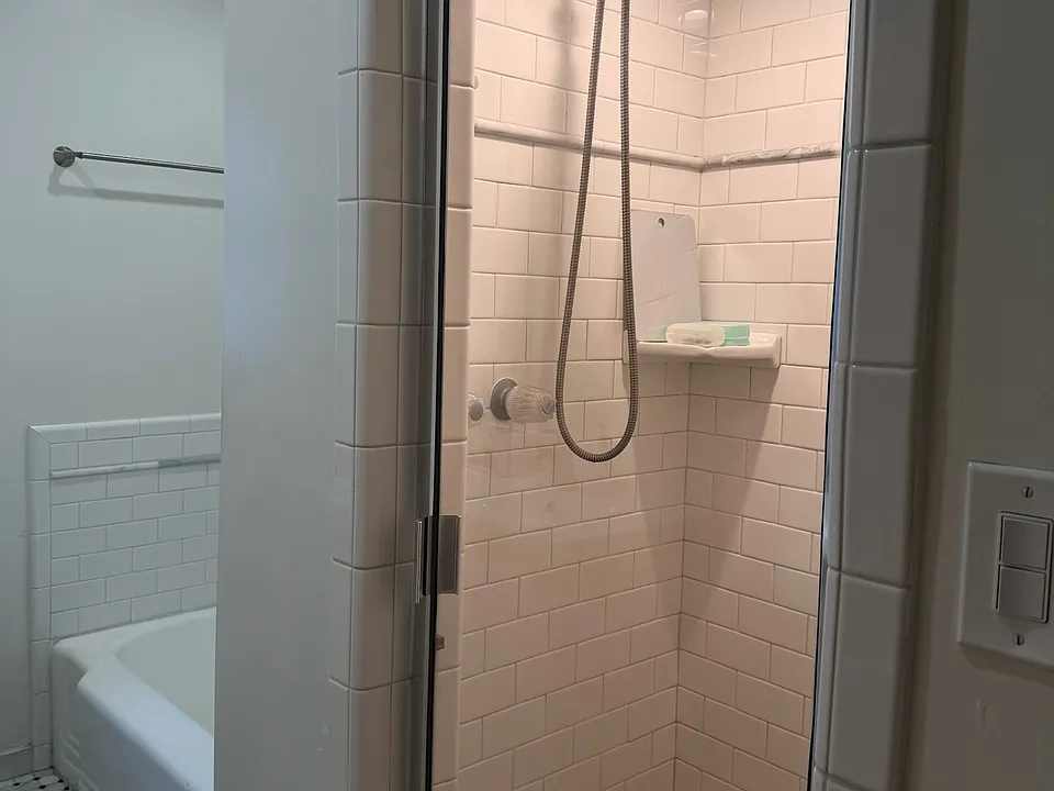 Separate shower and tub.