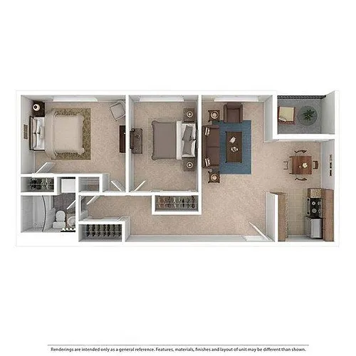 Floor plan 2 Bedroom/1 Bathroom
