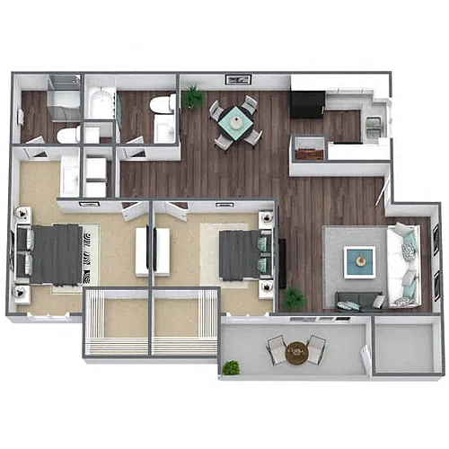 Floor plan B1: 2 Bed 2 Bath