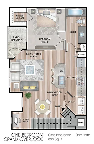 Floor plan One Bedroom Grand
