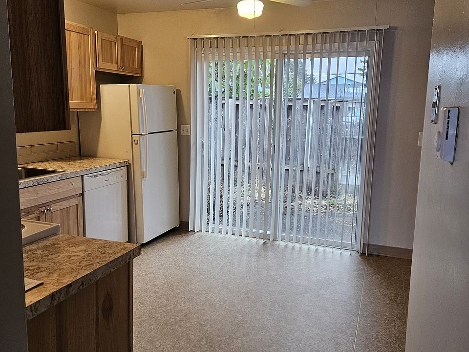 view into kitchen patio slider