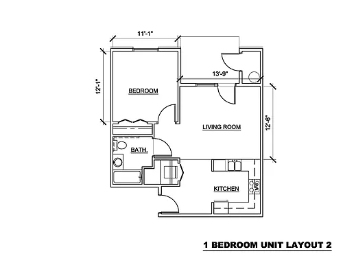 Floor plan 1 bed 624 sf