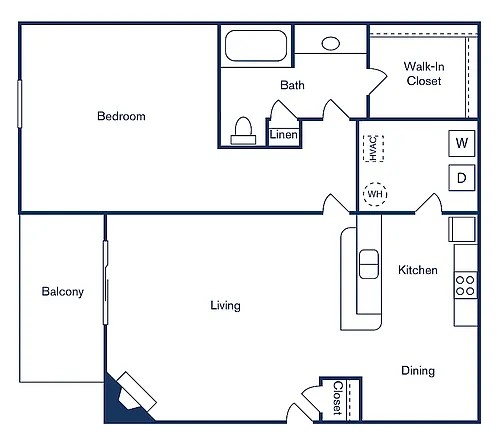 Floor plan 1 Bedroom, 1 Bath (776 sqft.)