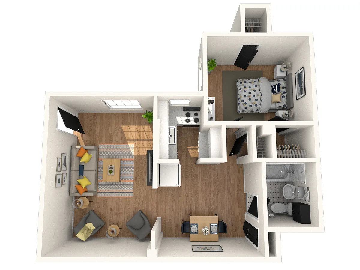 Floor plan One Bedroom Front Courtyard