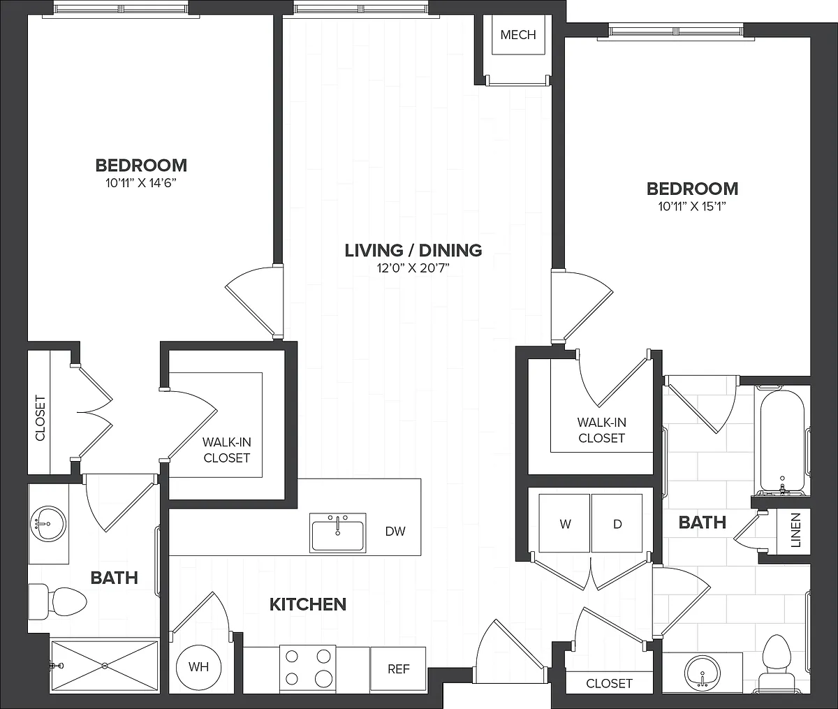 Floor plan 2 Bed/2 Bath-B3.3