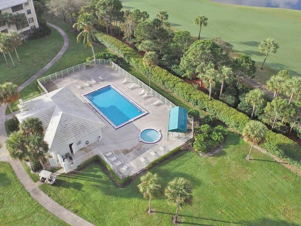 Overhead view of clubhouse andpool
