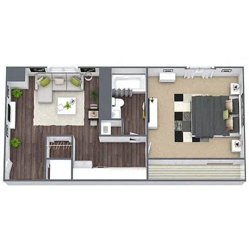 Floor plan A1: 1 Bed 1 Bath