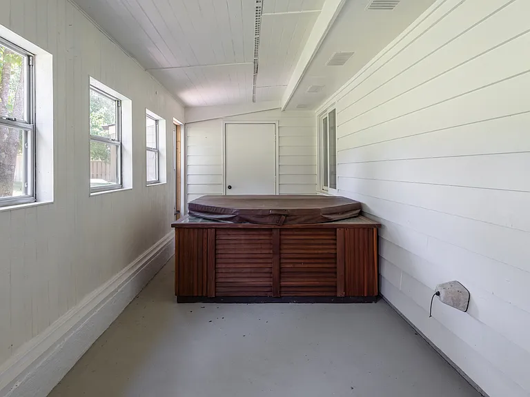 Hot tub in sunroom