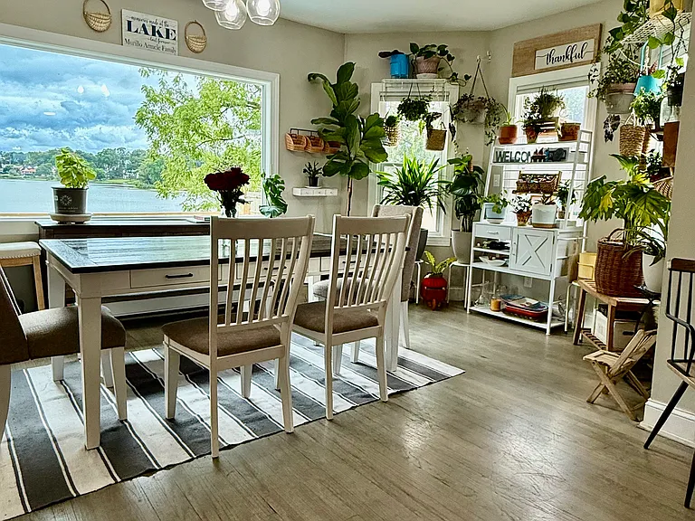 Dinning Room with a lake view