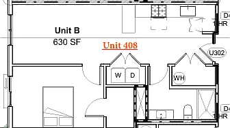 Floor plan One Bedroom- B14