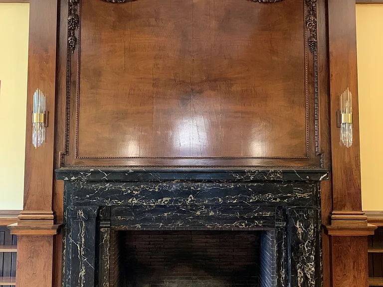 Library fireplace