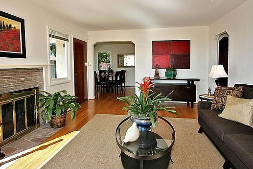 Living room opens to dining room
